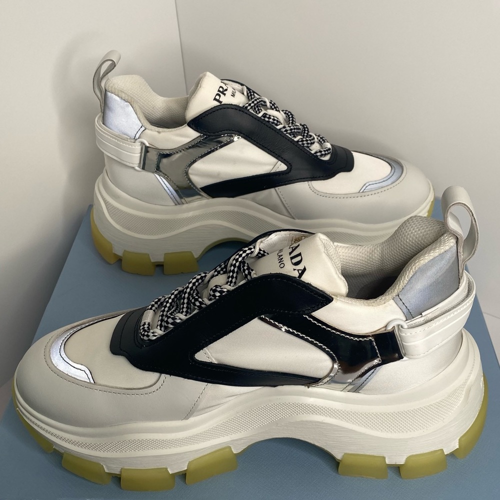 Prada Pegasus Sneakers in Black & White - Picture 3 of 11
